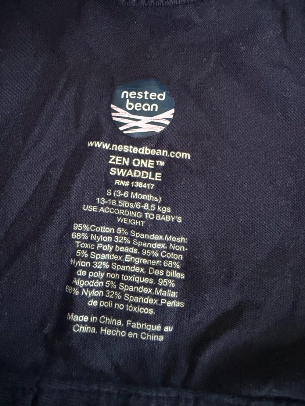 Nested Bean Navy Blue Zen One Swaddle - Soft Stretch Knit - Picture 2 of 5